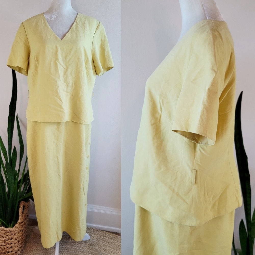VTG 90s Jones New York Silk + Linen Dress